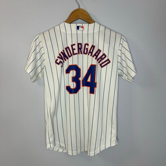 Noah Syndergaard New York Mets 34 Home Pinstripe Stitched Coolbase Jersey Youth